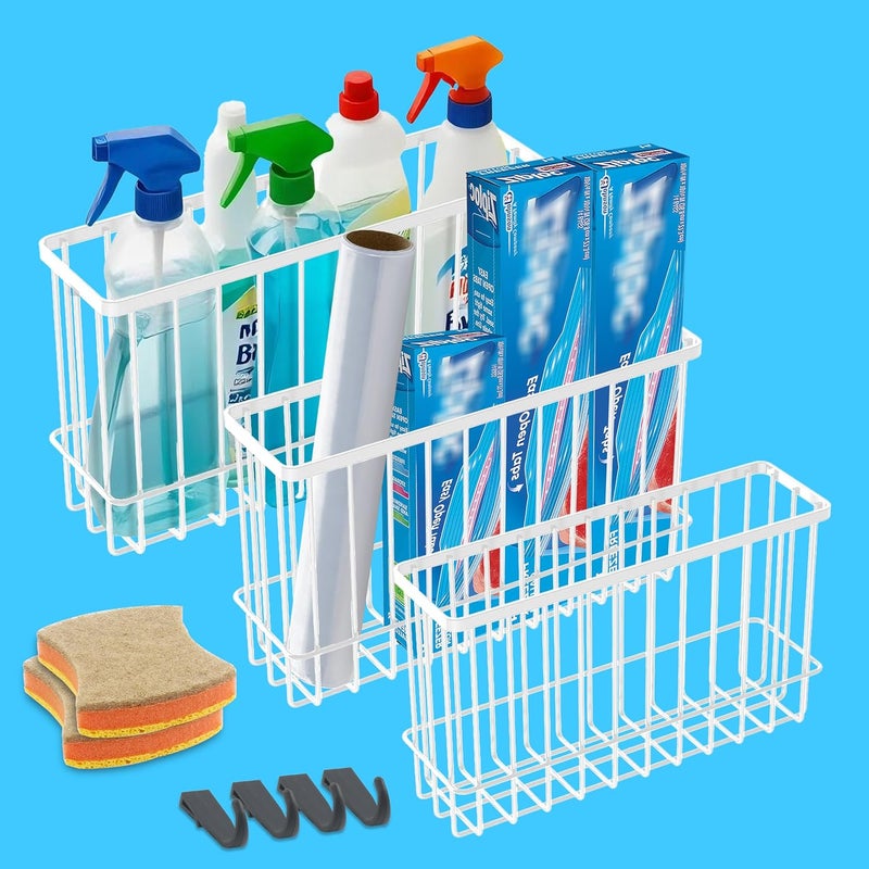 FHJP Cabinet Door Organizer 3Pcs, Foil and Plastic Wrap Organizer with 2 Sponges, Cabinet Door Storage with 3 Caddy Adhesive, for Aluminum Foil, Plastic Wrap, Wool Dryer Balls, White,(Small, Medium, Large) - Image 1